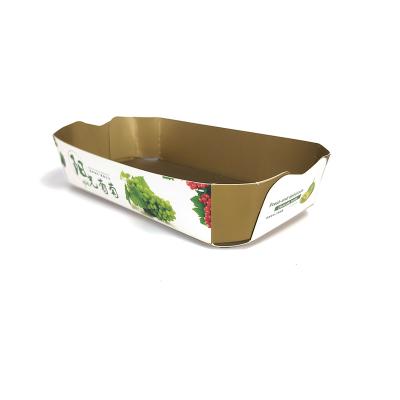 China Recyclable High Quality Paper Packaging Fresh Vegetable And Fruit Food Trays Fast Food Package Tray Box for sale