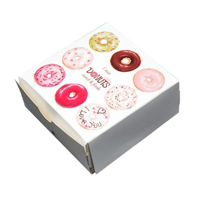 China Wholesale Recyclable Folding Biodegradable Food Grade Paper Logo Bakery Flat Custom Donut Packaging Fast Food Delivery Box With Handle for sale