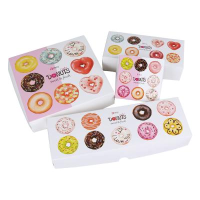 China Wholesale Custom Recyclable Logo Bakery Donut Packaging Fast Food Delivery Pink Mochi Donut Box Biodegradable Food Grade Paper With Window for sale