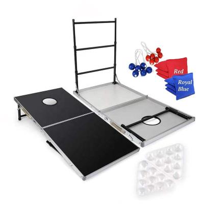 China Part 4 in 1 Cornhole Aluminum Portable Board Games and Folding Beer Pong Table Set for sale