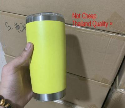 China Sustainable Ready To Ship 20 Ounce Double Wall Vacuum Insulated Travel Mugs Stainless Steel Tumbler Wine Cups Powder Coated Yellow for sale