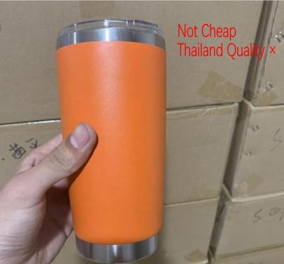 China Sustainable Ready To Ship 20 Ounce Double Wall Vacuum Insulated Travel Mugs Stainless Steel Tumbler Wine Cups Powder Coated Orange for sale