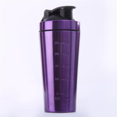 China Disposable 750ml Gym Double Wall Insulated Metal Stainless Steel Protein Shaker With Ladder for sale