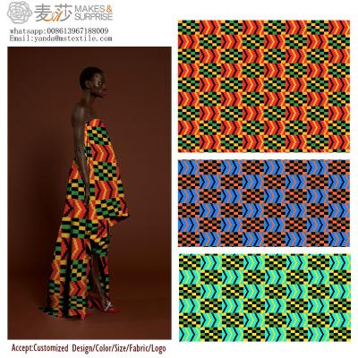 China African Pattern Customized Design Pagne Kitenge Wax Batik Fabrics Tear-Resistant for sale