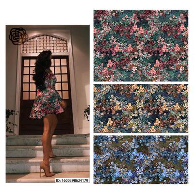 China Latest Design 2021 Free Sample Viable Digital Print Cheongsam Viscous Fabric Printed Floral Printed Viscous Fabric for sale