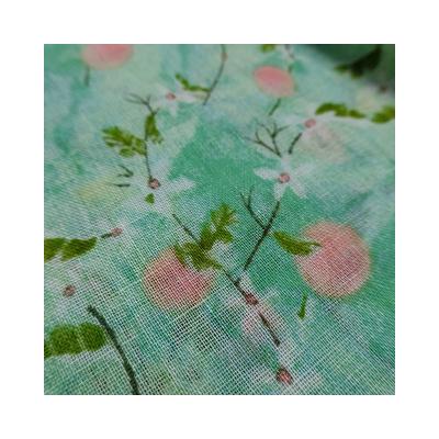 China Sustainable Hot Selling Leaf Pattern Digital Printing On Cotton Linen Fabric For Dresses for sale