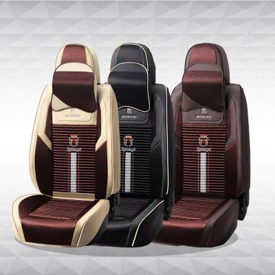 China 2023 Eco-friendly Health Crown Luxury Universal Leather Car Canvas Seat Cover For 5 Seater Cars for sale