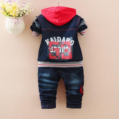 China Premium Quality Custom Fashion Hooded Jeans Windproof New Pants Kids Clothing Set Boy's Clothing Sets for sale