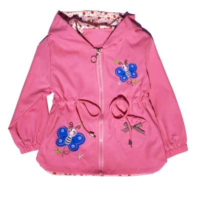 China 2-4Years Girls Waterproof Sun-protective Coat Windproof Hooded Jacket With Waist Rope for sale