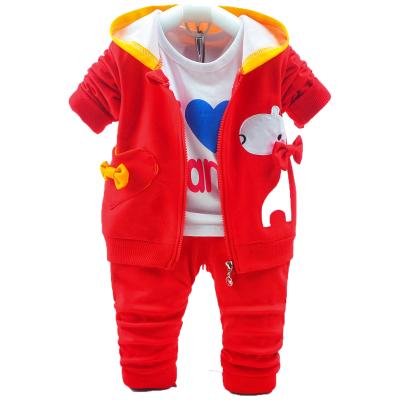 China Anti-Wrinkle Baby Cotton Hoodie I Love Mom Long-Sleeved T-Shirt And Clothing 3Pcs Pants for sale