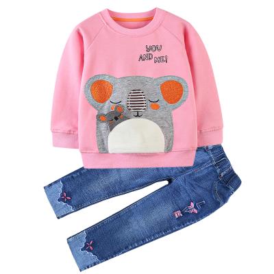 China Casual Teenage Little Mouse Printing Two Piece Set Suitable For Girls Aged Cotton 2-7 Stylish Casual Suit for sale