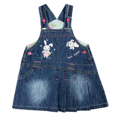 China Anti-Wrinkle Babies Sunbathing Denim Skirts Princess Casual Summer Kids Clothing Flowers Embroidered Shorts Skirts Overalls Overalls for sale