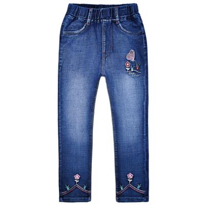 China Children Clothing Girl Jeans Embroidery Windproof Pattern For Girl Casual High Waisted Spring And Autumn Soft Jeans Basic for sale