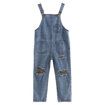 China Jumpsuit&Rompers Overall Girls 4-14Years Adjustable Patched Jeans Anti-Shrink Bib for sale