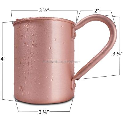 China Viable Moscow Mule 100% Pure Copper Mug 16oz Solid Copper Drinking Cup, Bar 100% Copper Mug for sale