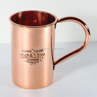 China 16oz 100% Pure Viable Copper Mugs with Embossed Logo, Copper Shot Glass, Solid Copper Moscow Mule Mug for sale