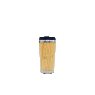 China Sustainable 450ml Vacuum Double Wall Stainless Steel Bamboo Vacuum Flask With Anti Slip Rubber Bottom for sale