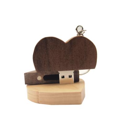 China Metal wooden heart shaped gift USB instant drive, engravable font logo, creative gift USB instant drive for sale