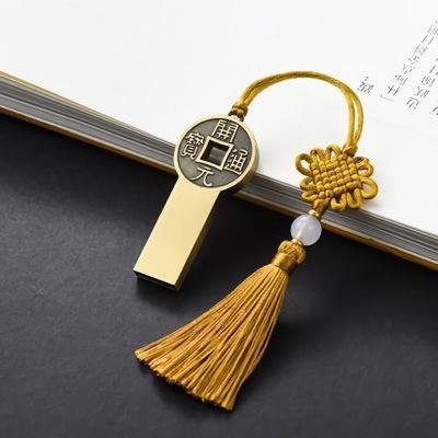 China Wholesale Metal Gift Chinese Style USB 2.0 Pendrive Flash Drive Customized 32gb Copper Coin USB Flash Drive for sale