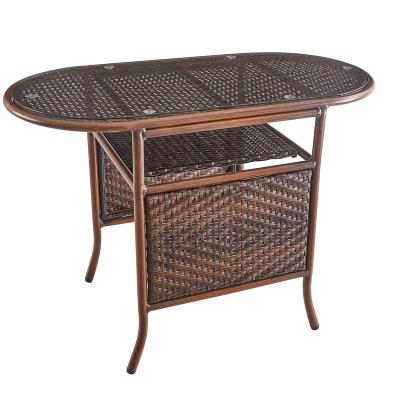 China 2021 hot factory supply aluminum alloy frame traditional direct rattan furniture outdoor dining table for sale