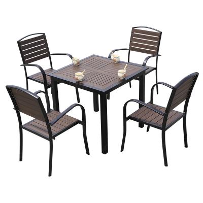 China Simple combination outdoor contemporary outdoor outdoor leisure terrace tables and chairs balcony plastic wooden outdoor tables and chairs for sale