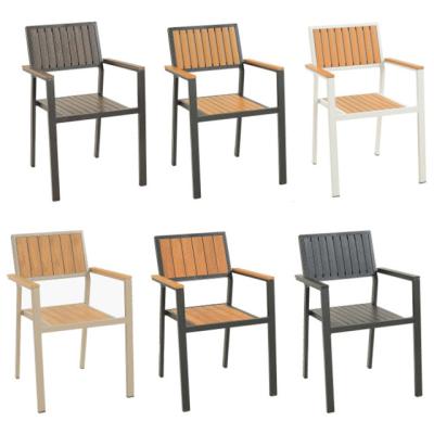 China UV-Resistant Multi Color Hot Selling Vertical Stripes Color Stripes Plastic Wooden Cafe Bar Outdoor Restaurant Dining Chair for sale