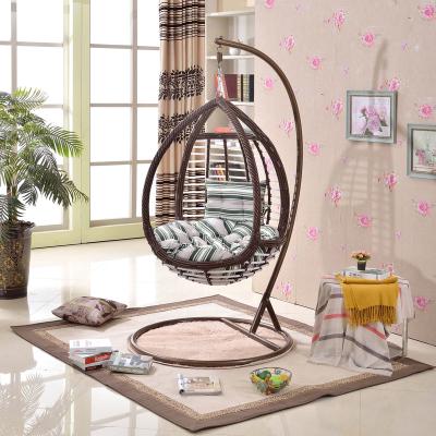 China Water Proof Brown And White Hotel Furniture Terrace Garden Furniture Outdoor Swing Chair for sale