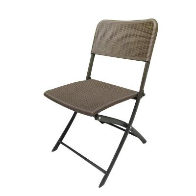 China Water Proof Factory Direct Sale 2022 New Design Woven Galvanized Iron Frame Rattan Folding Garden Chair for sale