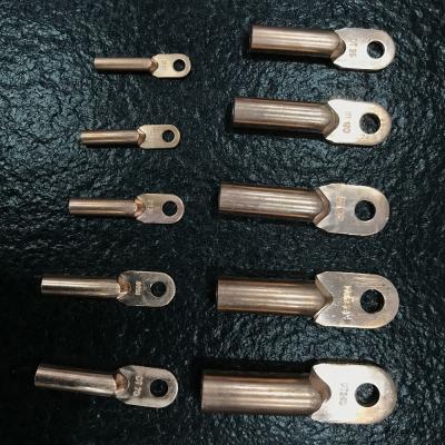 China Copper DT-10, DT-16, DT-25, DT-35, DT-50, DT-70, DT-95, DT120, DT150, DT185, DT240 Solder Cable Ends Bare Copper Eyelets Tubular Ring Terminal for sale