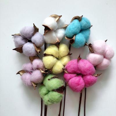 China 2021 Wholesale Price Hot Selling Natural Cotton Branches Single Head Stem 1 Stem Capsule Dried Cotton Flower For Wedding Decoration for sale