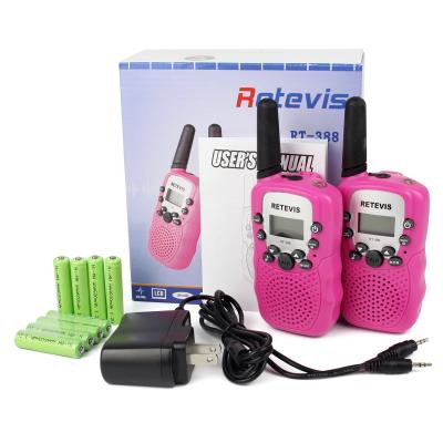 China PC 0.5W 22CH Pink FRS Material Walkie Talkies for Girls Kids with Retevis RT-388 RT388 Rechargeable Battery for sale