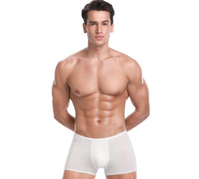 China Antibacterial White Color SPA Travel Disposable OEM Mens Underwear 100% Cotton Boxers for sale