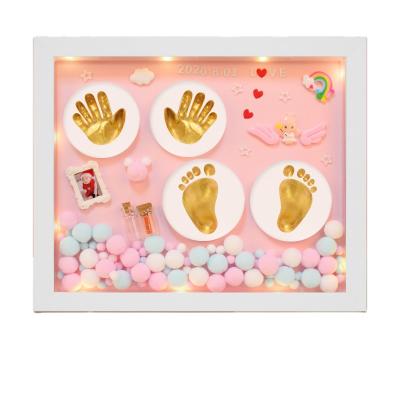 China Morden Simplicity 2021 High Quality Baby Hand and Foot Print Photo Frame Baby Handprint Footprint Kit Photo Frame for sale