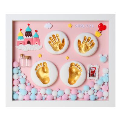 China Morden Simplicity Factory Outlet Baby Footprint Diy Baby Memories Clay Baby Hand and Footprint Kit with Photo Frame for sale