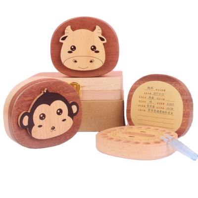 China China Baby Keepsake Wooden Tooth Box Cute Animal Tooth Box For Kids for sale