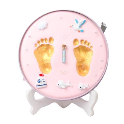 China Modern Simplicity Baby Handprint and DIY Footprint Photo Frame Baby Hand and Foot Pad Photo Frame with Iron Box for sale