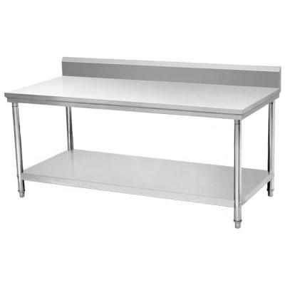 China Easily Assembled Commercial Restaurant Buffet Operation Table Durable Stainless Steel Work Table With Back for sale