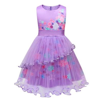 China 2022 children encanto summer princess tutu lace print dress floral party dress anti-static cosplay kids fashion clothes for sale