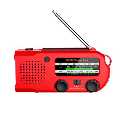 China New Portable Solar Crank dynamo weather emergency PORTABLE model radio with AM FM WB 4000mAh power bank and reading lamp for sale