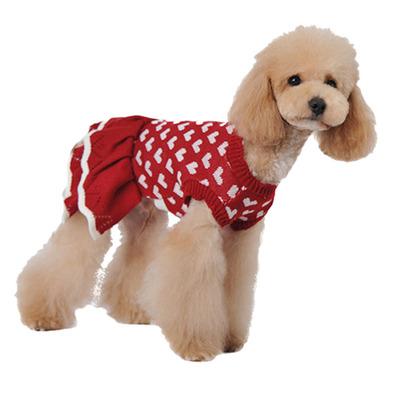 China Sustainable Christmas Dog Knit Dress Sweater Cute Warm Pet Winter Clothes Princess Skirt For Small Dogs And Cats for sale