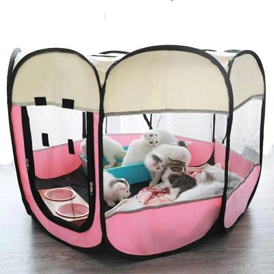 China Breathable Portable Folding Octagonal Pet Tent Kennel Cage For Cat Tent Playpen Puppy Kennel Easy Operation Fence Outdoor Big Dogs House for sale