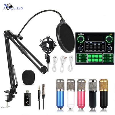 China Wholesale Professional Condenser Microphone + Sound Card External Set Condenser Microphone + Sound Card Set For Webcast Live Recording Podcast Equipment for sale