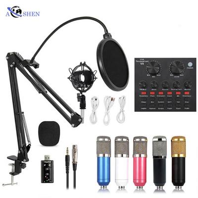 China USB Microphone Customized Studio Sound Card Sound Card v8 Plus Logo For Livestream Magic Arm for sale