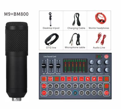 China Professional bm800 m9 vocal equipment sound card and microphone sound card livestream live broadcast recording Bm800m9 for sale