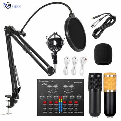 China Condenser Microphone + External Sound Card Set Wholesale Professional Studio Microphone Recording Device Microphone Sound Card Set For YouTube Livestream Podcast for sale