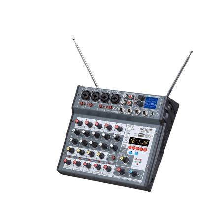 China Wireless Microphone BMG 6 Dual Channel Audio Mixer With 16 DSP UHF Wireless Dual Microphone USB Mixing Console For DJ Karaoke Home PC Record for sale