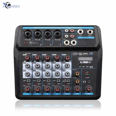 China 2021 Newest Mini USB 6 Channel Delay / Repeat Audio Mixer Console With Wireless Connecting for sale