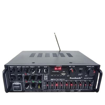 China PRO 2000W Car Stereo Amplifier EQ BT AV-MP326BT Home Amplifiers 220V 110V Home Theater 4 Ohm 2CH USB 64GB Disk SD Card for sale