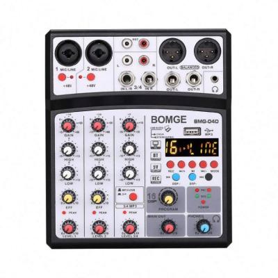 China Perfect Sound Recording 48V Phantom Power 16 Echo Delay DSP 4 Channel USB Professional Audio Mixer Console Stereo Musical Instrument for sale