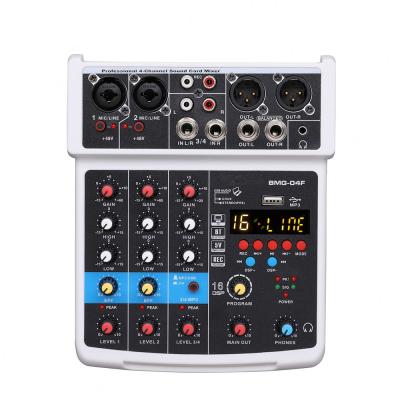 China Home Studio BMG O4F China Factory OEM 4 6 8 Channel Mini Audio Mixer with USB BT for sale